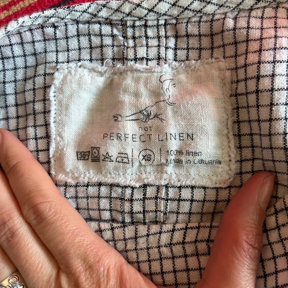 notPERFECTLINEN linen midi tunic dress smock grid oversized XS